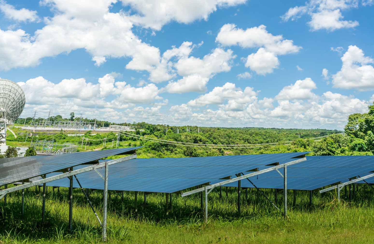 Photovoltaic power station or solar park. PV system. Solar farm